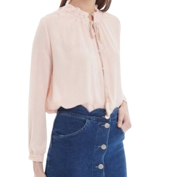 Maje Pink Rose E18ciana Blouse Size 3 / Large - Picture 3 of 9